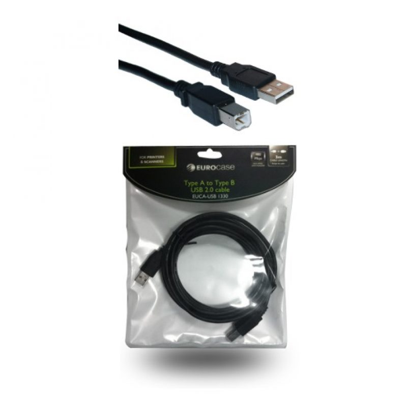 Cable Eurocase USB 2.0 para Impresoras y Multifuncion 3 Metros 3