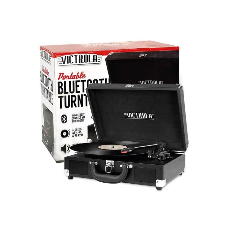 Victrola Tocadiscos Suitcase VSC-550BT-BLK Con Parlantes Entrada Aux Bluetooth Diseño Retro con Valija 2
